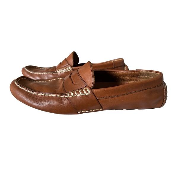 POLO Ralph Lauren Telly Leather Driving Moc Loafer Shoe Sz 7 Tan Preppy Classic - Picture 3 of 9